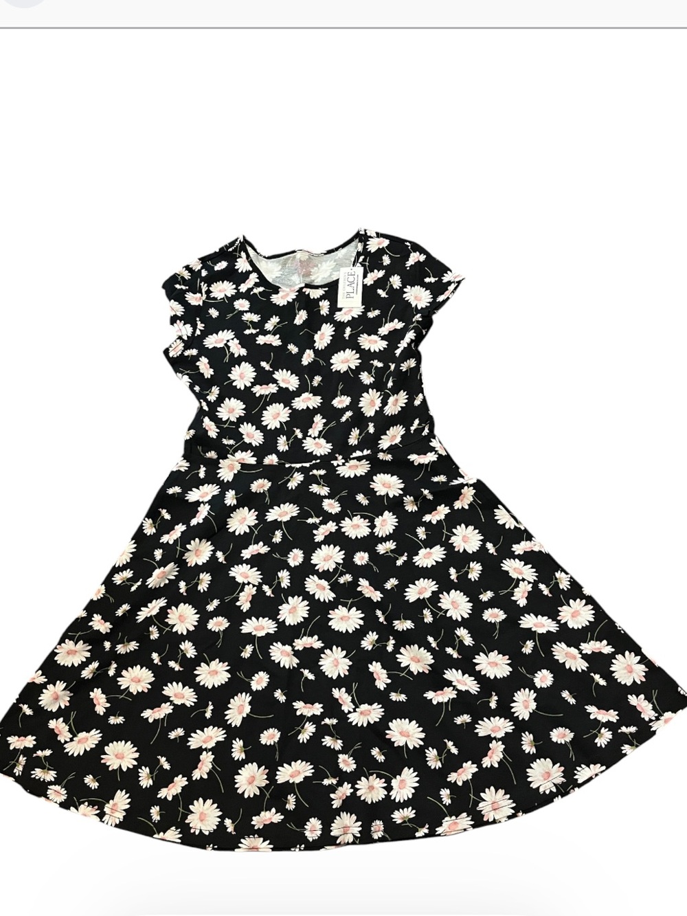 Children’s Place Black Floral Daisy Fit-and-Flare Dress